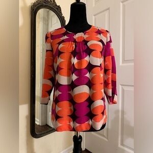 Boden Geometric Abstract Tunic Top 3/4 Sleeve Size 4
